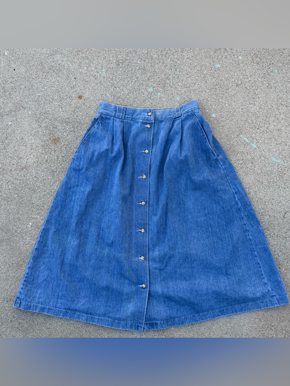Vintage denim maxi skirt button front